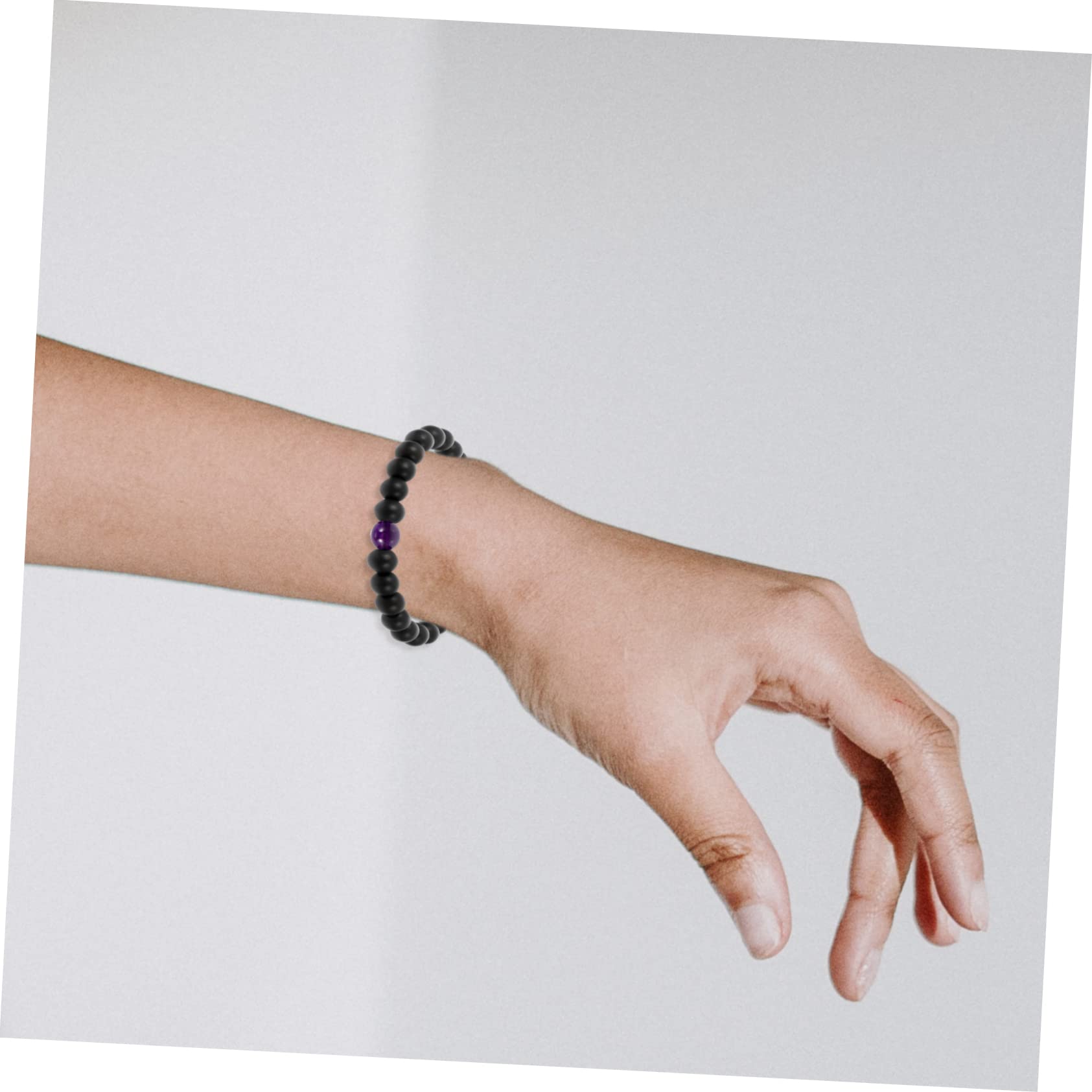 ABOOFAN Juego De 4 Pulseras De La Amistad Para Hombre Con Cuentas De Piedra Ajustables De 8 Mm Color Negro 2 Unidades X 4