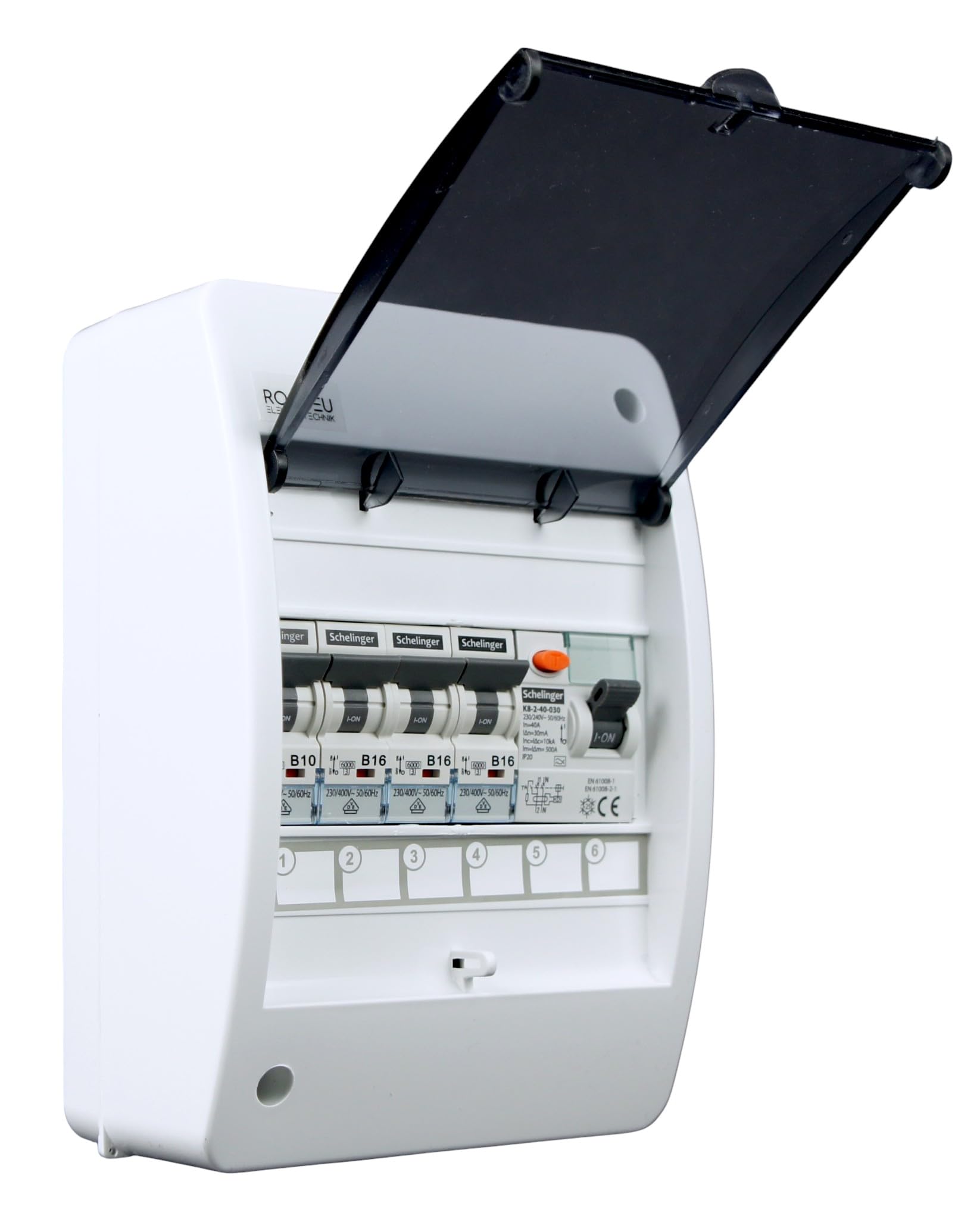 RoadEu - Caja cuadro electrico con interruptor diferencial 40A 2P tipo A/AC y Disyuntor LS 3x B16A, B10A, Caja de fusibles Ideal para talleres, cobertizos o jardines.
