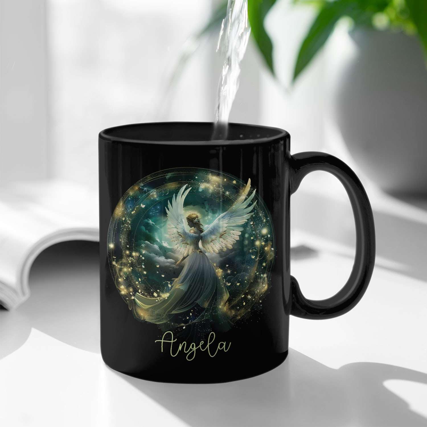 Amazon.com: Personalized Angel In The Clouds Design On Mug, Charming Angel  Black Ceramic Cup, Custom Name Angel Lover Tea Mug, Novelty Coffee Cup For  Birthday Christmas, Customized Angel Travel Mug : Home