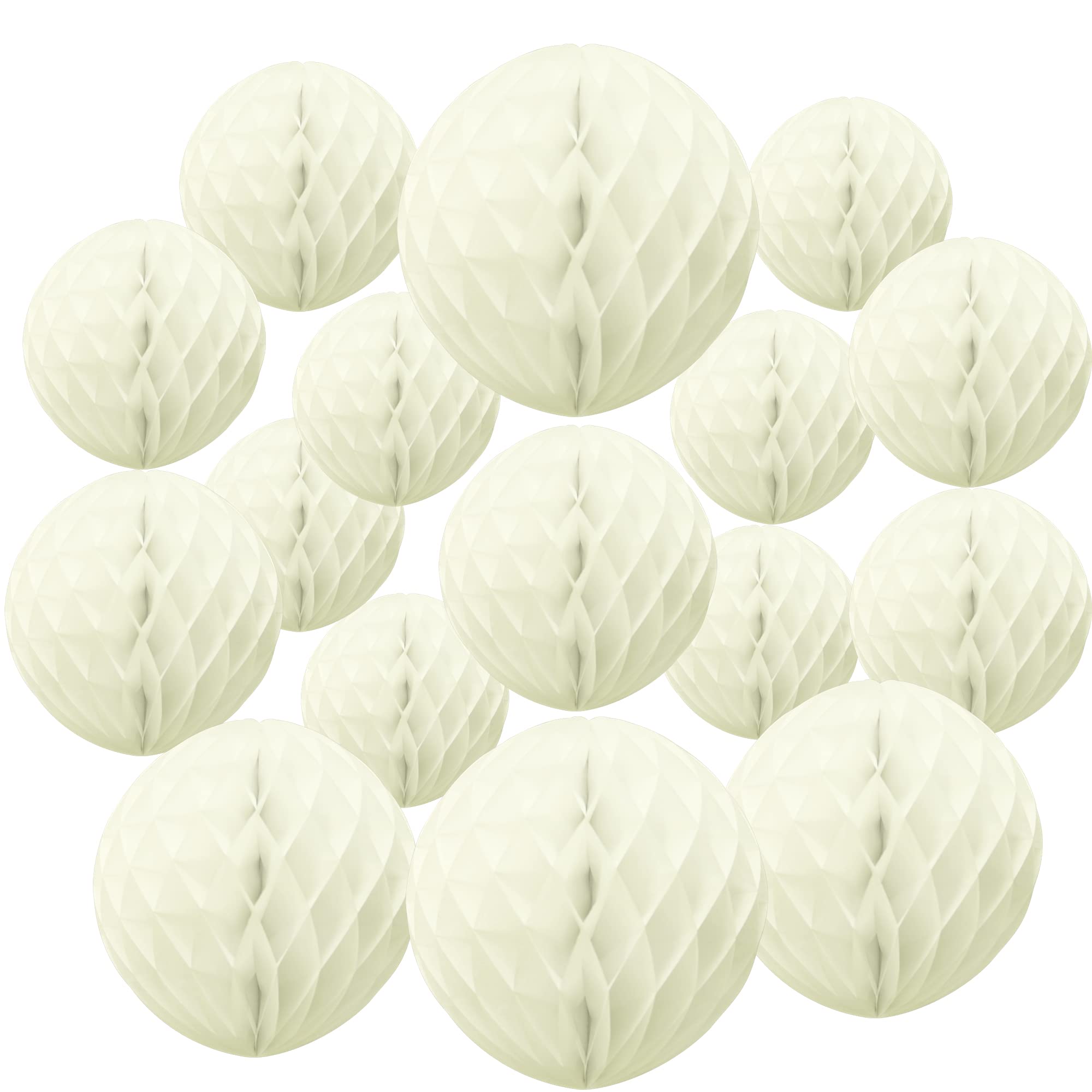 Time To Sparkle Ball-Ivory 16Mix Tissue Paper Honeycomb Balls Table Centrepiece Lantern Garland Wedding Decoration Ivory