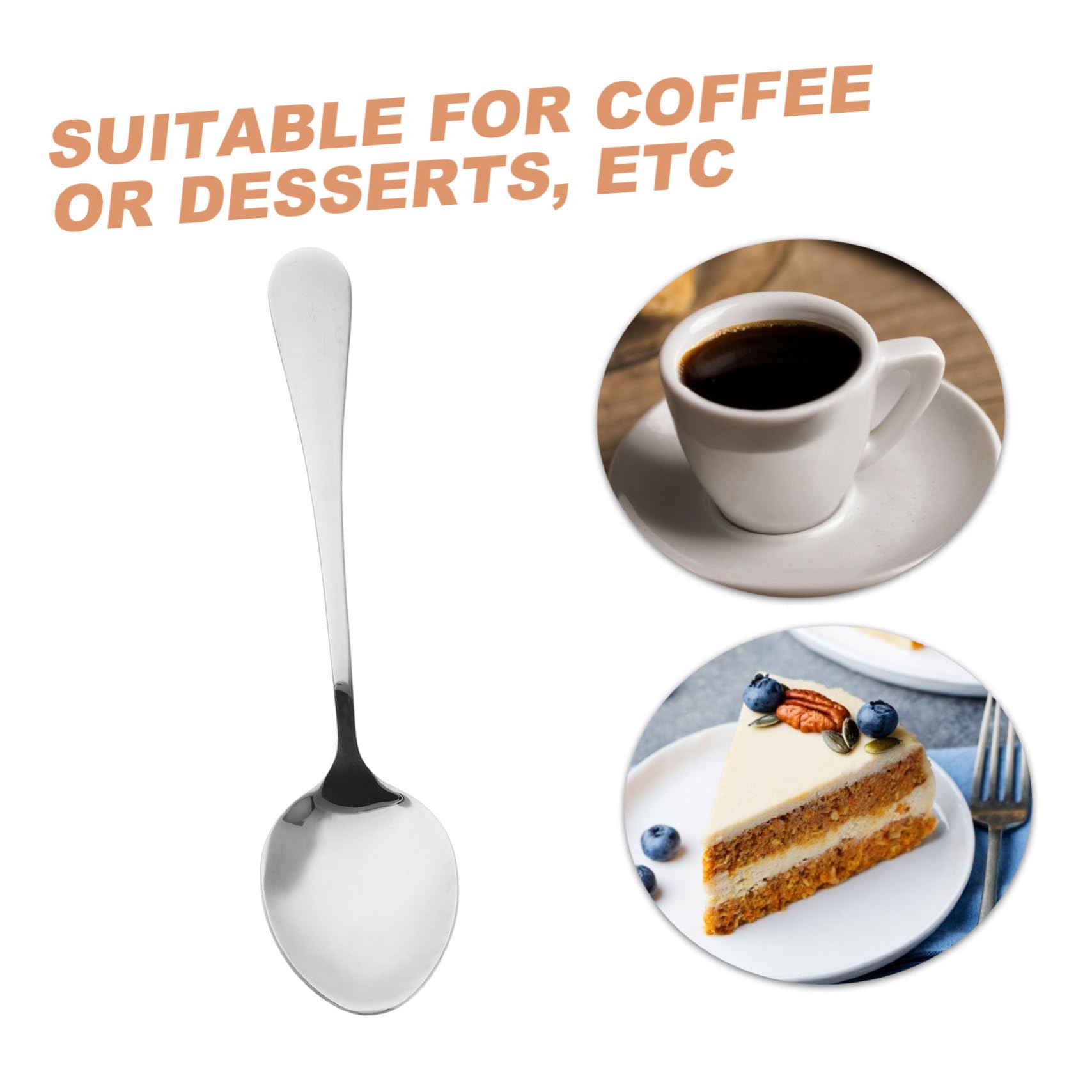 MOLUCKFU Stainless Steel Table Spoons Set 6pc Silverware for Serving Long Handle Salad Spoon for Family