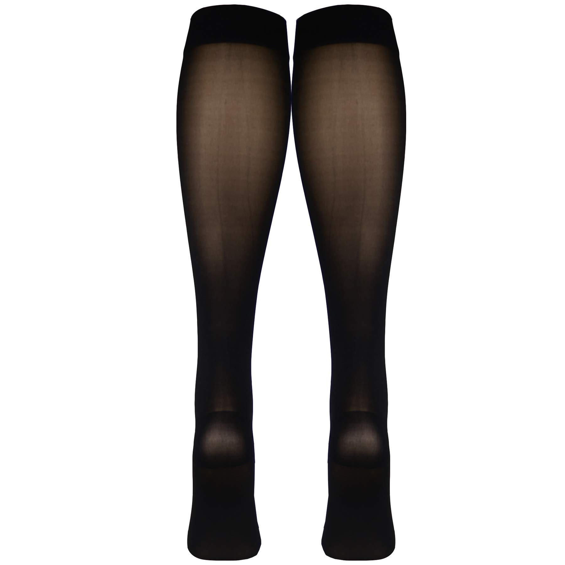 NuVein Sheer Compression Stockings, 30-40 mmHg Support, Knee Length, Closed Toe, 20 Denier, Black, X-Large