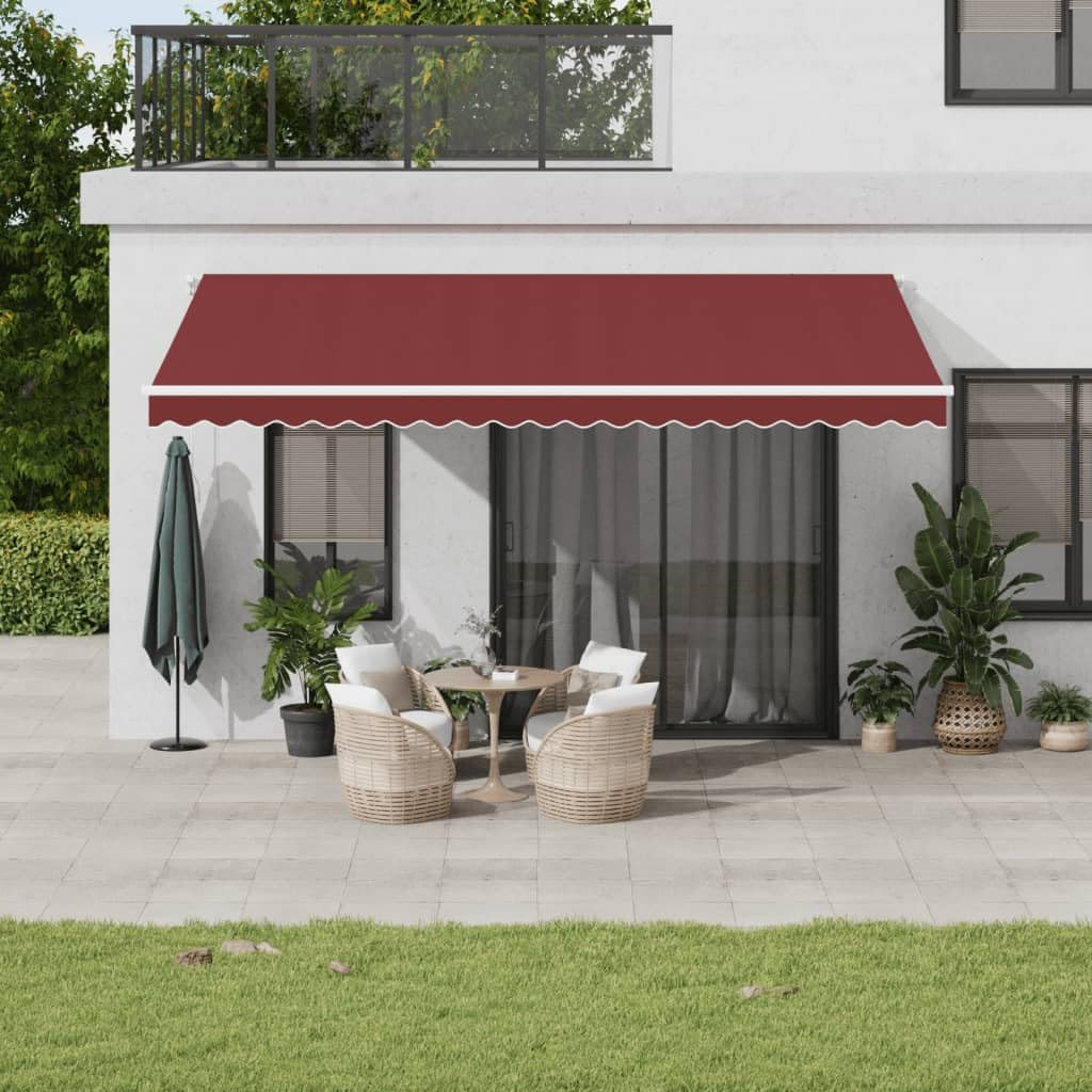 Festnight Store Banne Motorisé 5x3,5 Store banne Electrique avec Télécommande Auvent Rétractable à Bras Repliable pour Balcons Terrasse et Jardin-Bordeaux et blanc-500 x 350 cm