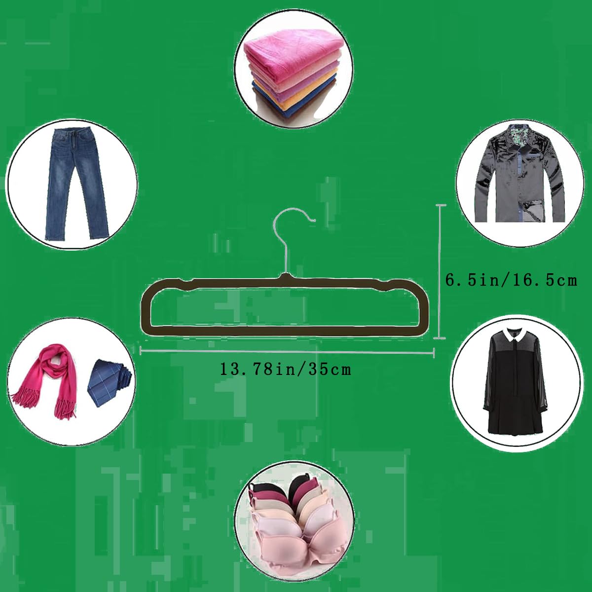 Percha de terciopelo para pantalones, ahorro de espacio, paquete de 20 perchas antideslizantes de fieltro para pantalones cortos, con 10 ganchos de conexión para ropa, organizador de armario, colgador