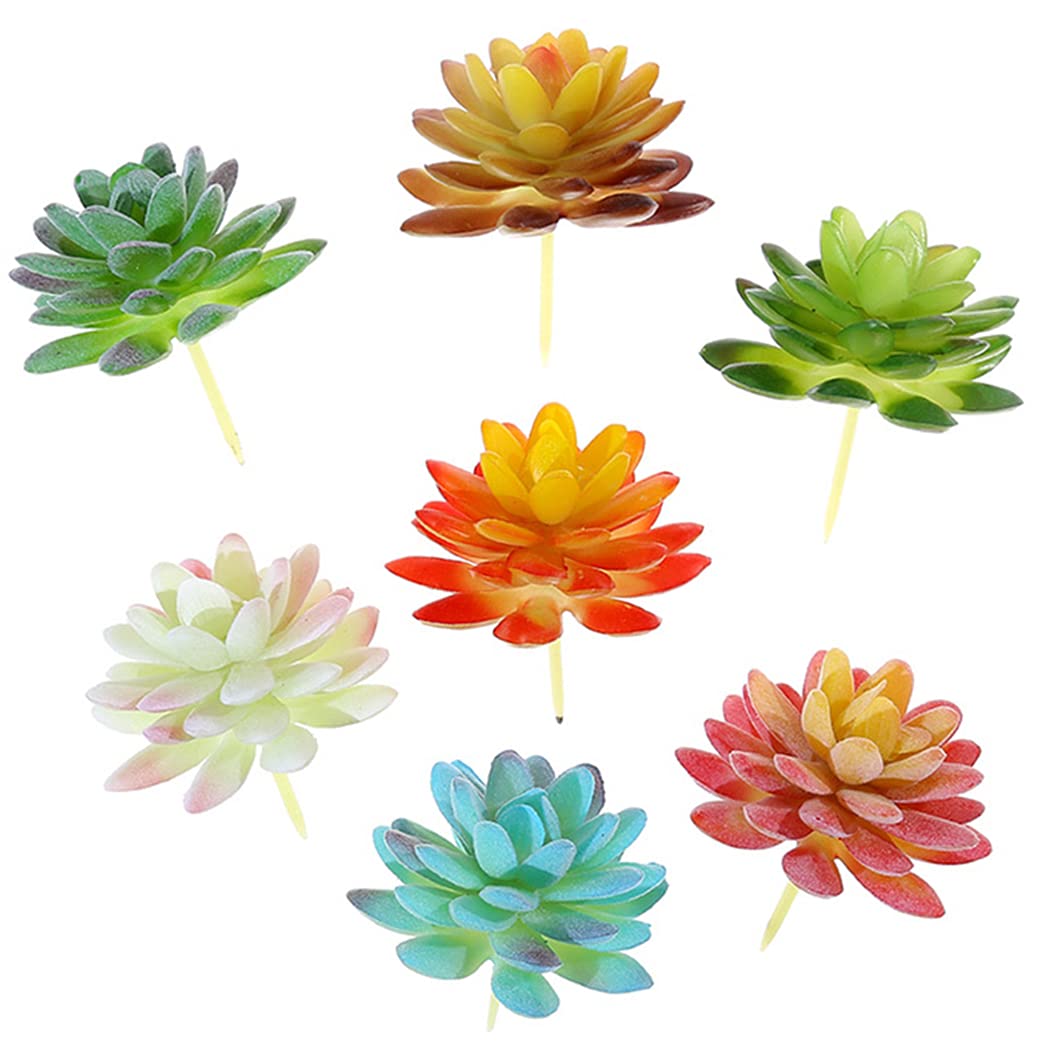 7er Set künstliche Sukkulenten aus Plastik, unbepflanzt, Mini Pflanzen Deko für Zuhause, natürliche Optik, für Wohnzimmer, Bad, Küche und Veranda, kompakt und leicht zu platzieren