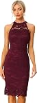Allegra K Halter Robe formelle pour les femmes sans manches Bodycon robe de cocktail invité de mariage en dentelle