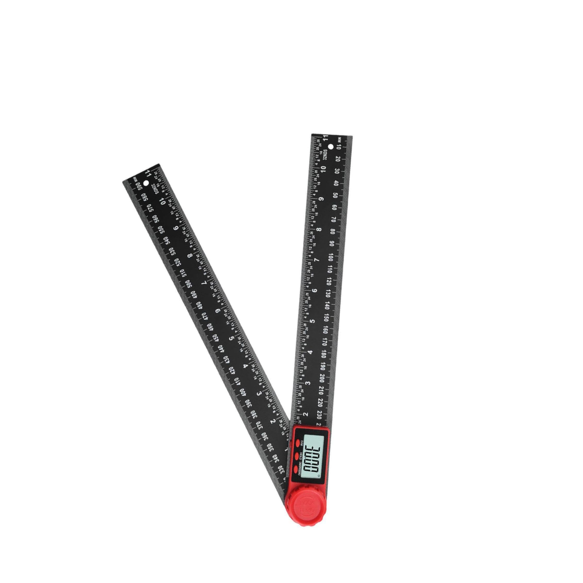 Twisaxc Black Digital Angle Tool Accurate Measurements Angle Protractor 5Inch Lcd Display Easy Length Measuring Measuring Tool Zeroing Locking Function Measurement, 300Mm