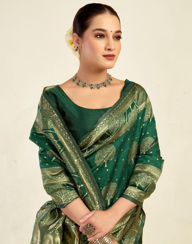 Image of SIRIL Women's Banarasi Silk Saree | Kanjivaram Silk Saree With Unstitched Blouse Piece