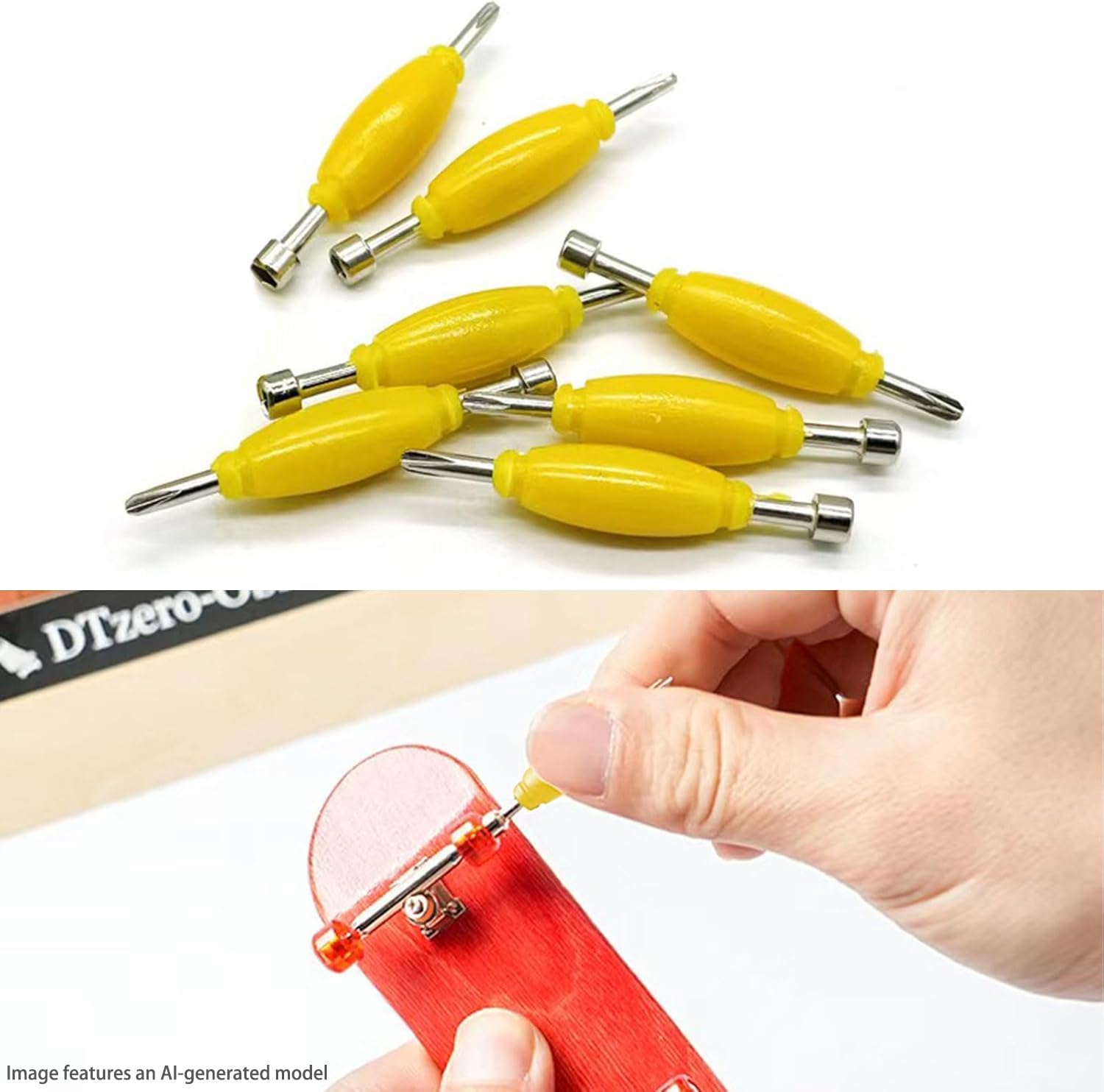 12 Pack Fingerboard Grip Tape Replacement with Screwdriver Tool Set, Foam Sticker for Pro/Standard Finger Skateboard Accessories, Includes Adhesive Backing & Nut Driver