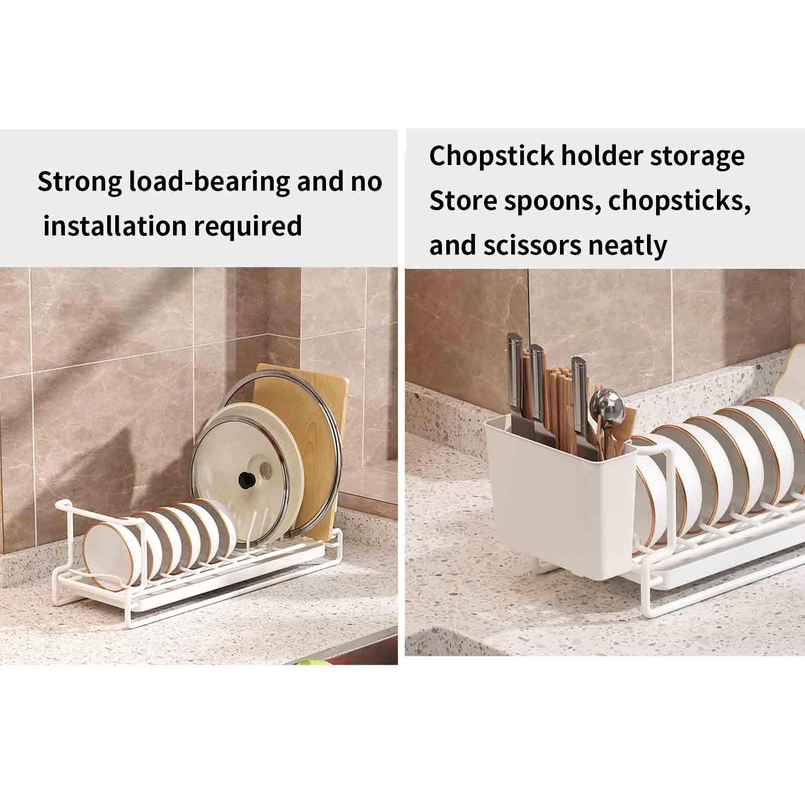Abtropfgestell Geschirr Geschirrabtropfgestell Geschirrständer Abtropfhalter Ständer Geschirrablage Abtropfständer Geschirrkorb Besteckkorb Tellerständer Schmal Klein (White bowl rack,45x16x14.5cm)