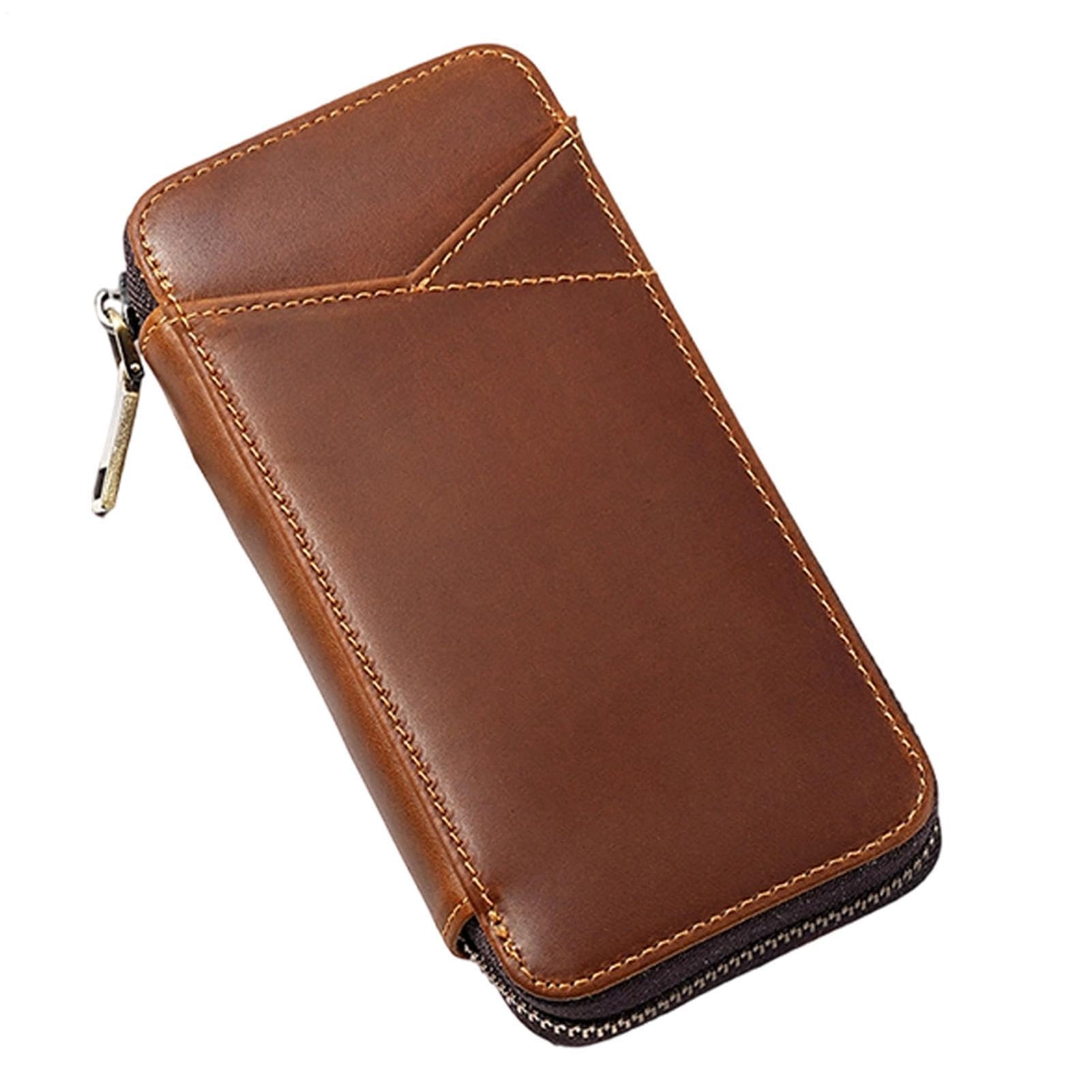 Astuccio in pelle - scomparti Zip Cancelleria, Marrone,