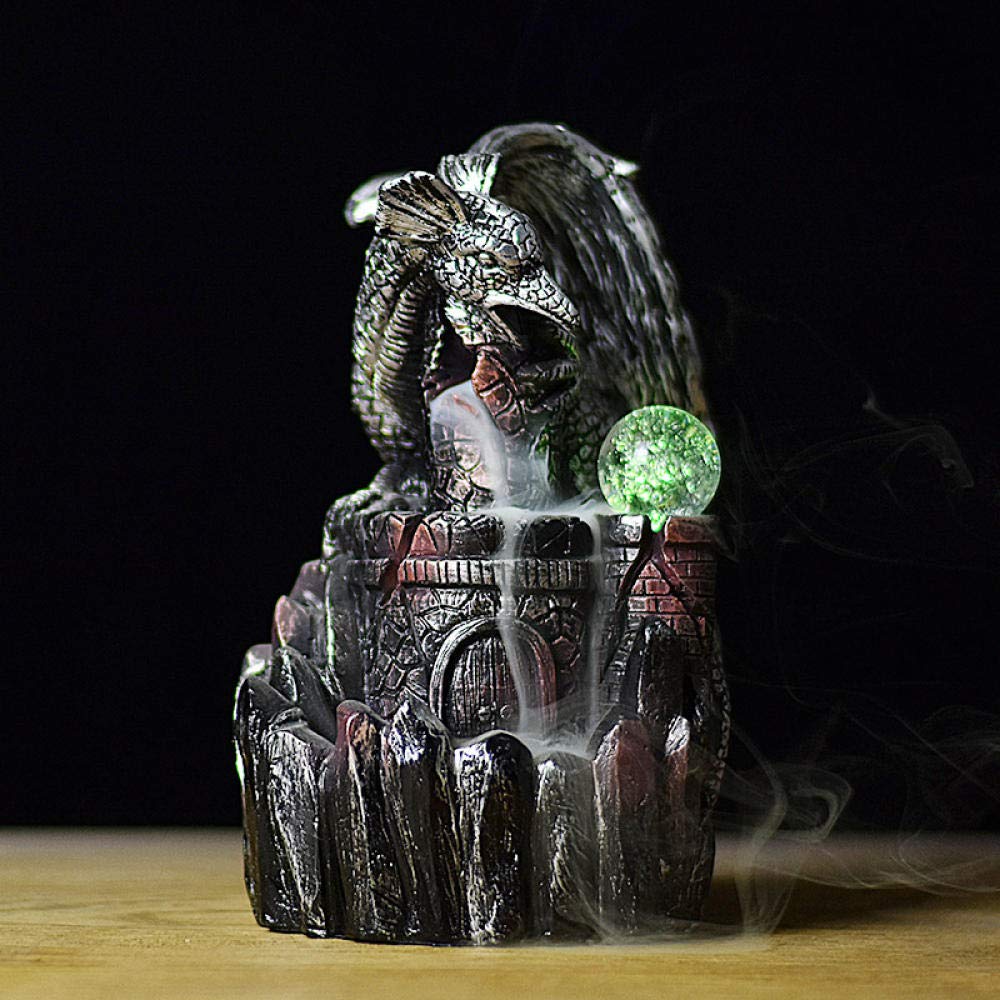 Estatua Escultura Retro Resina Reflujo Dragón ala Cerámica Cono Artesanías Base De Incienso Decoración del Hogar