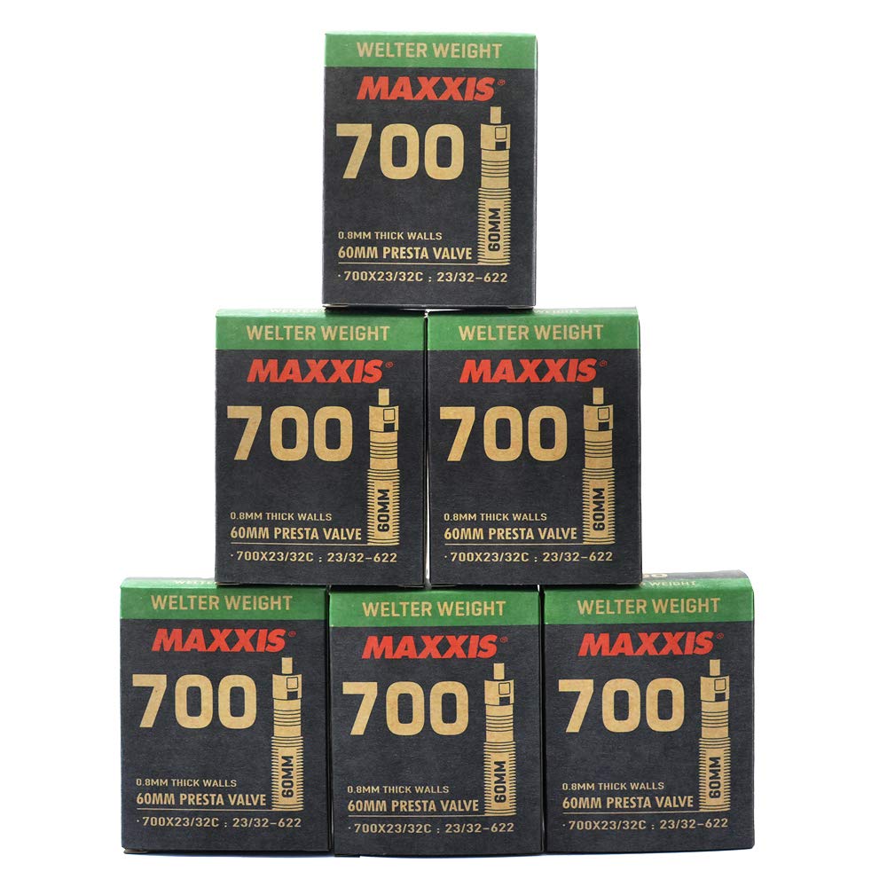 タイヤチューブ Maxxis Welter Weight 700x23-32C 60mm Bike Inner Tube Presta FV, 6 Pack, STB2213-6 Amazon | Maxxis Welter Weight 700x23-32C 60mm Bike Inner Tube