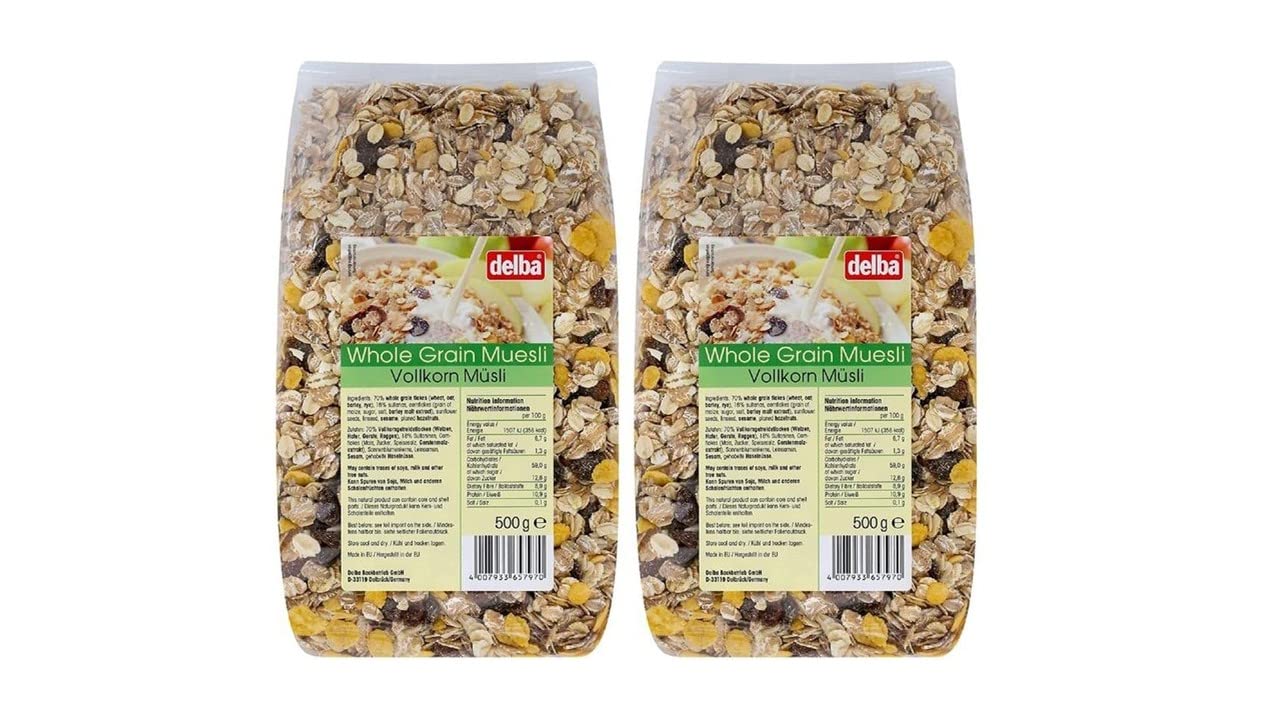 Delba Whole Grain Muesli, 500gm - Pack of 2