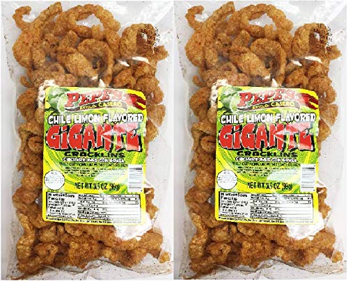 PEPE'S Gigante Chicharrones con Grasa con Chile y Limon 2 PACK 99 gr. c/u | Cracklins with Chili and Lemon 2 PACK 3.5 oz. each.