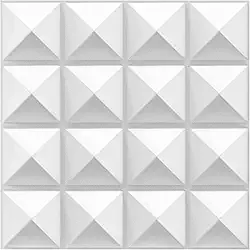 TroyStudio Painel difusor de som acústico – 30 x 30 x 2,5 cm, pacote com 8, painéis de arte de parede difusor de estúdio de plástico, difusor de tratamentos acústicos para decoração de parede e teto (pirâmide, branco)