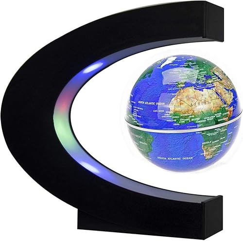 Globo flotante con luces LED en forma de C, levitación magnética flotante, globo con mapa del mundo para la decoración del escritorio