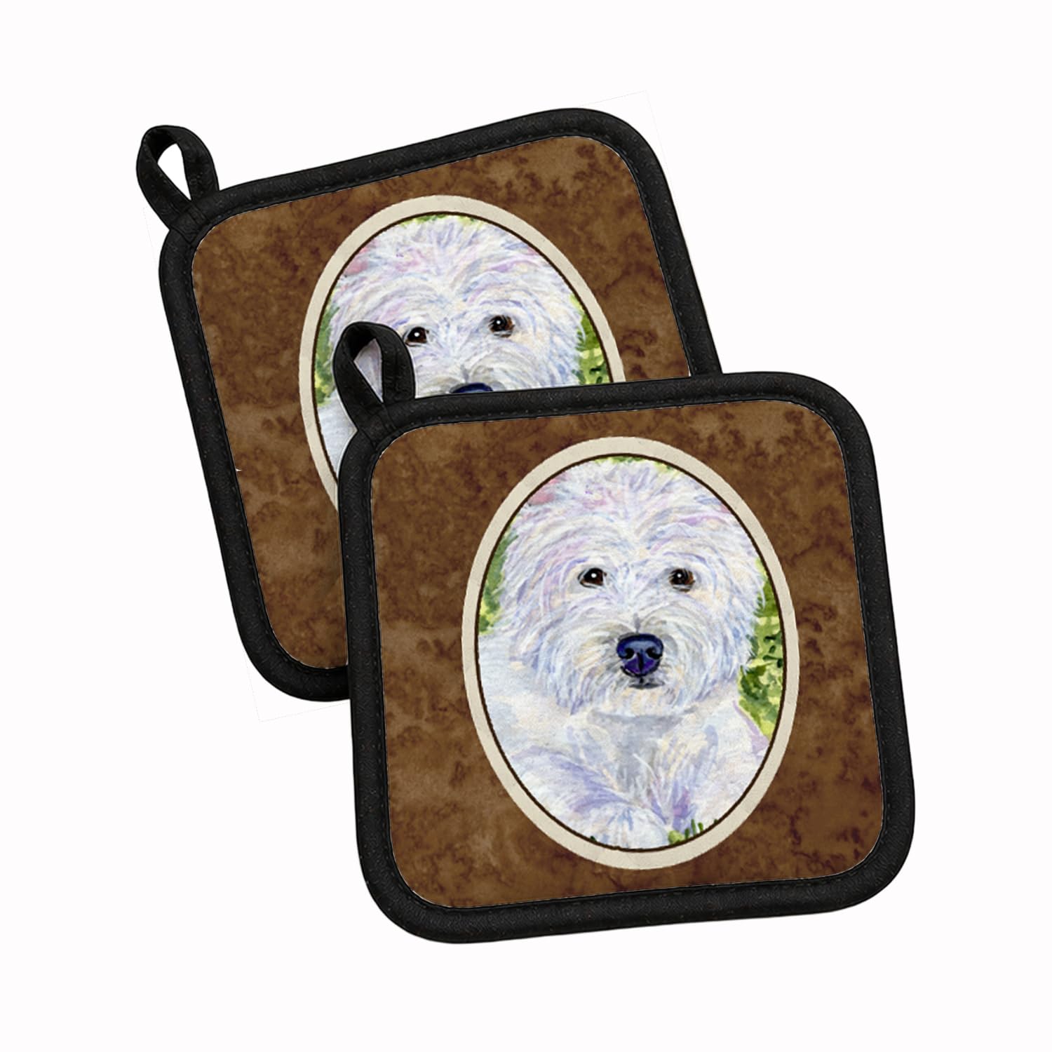 Par de soportes para ollas Westie de tela multicolor ideales para decorar tu cocina rústica