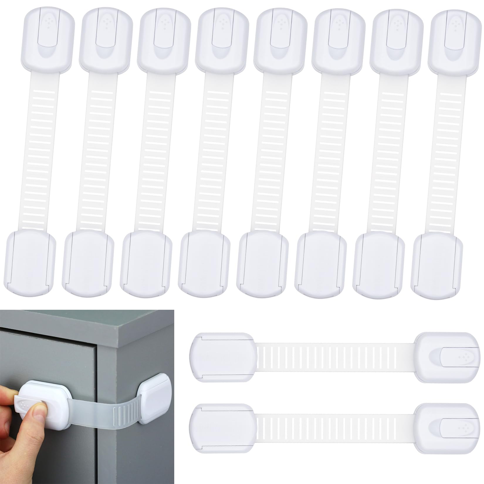 Blocca Cassetti Per Bambini - 12 Pezzi Sicurezza, Adesivi Per Armadi, Frigorifero E Ante - Foto 5