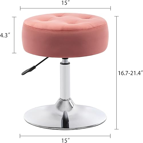 Miniatura 19 de DUHOME Taburete de tocador de cuero PU taburete de maquillaje silla de tocador altura ajustable taburete giratorio redondo otomano blanco Blanco