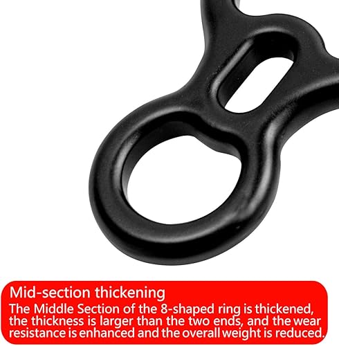 Miniatura 5 de 50KN - Figura de rescate, 8 descensores grandes de orejas curvadas y engranaje de rapel, dispositivo de seguridad para escalada en roca, pico de