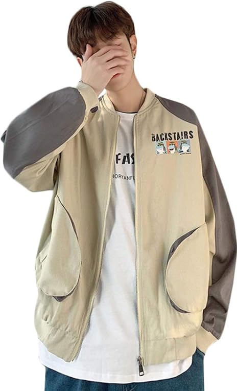 Amazon ｄｍｂｉｎｓｈｕｎ ジャケット メンズ ゆったり ブルゾン 長袖 ジャンパー ジップアップ 切り替え 韓国ファッション アウター ストリート スタジャン 大きいサイズ 秋 コート ジャケット 通販