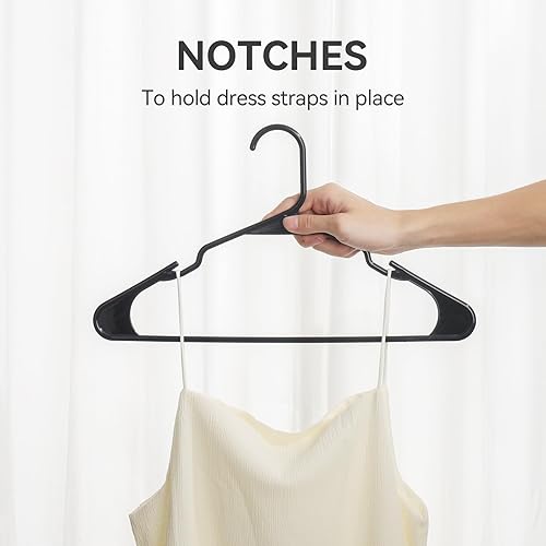 Miniatura 2 de Softflame Perchas de plástico para ropa, paquete de 50 perchas duraderas que ahorran espacio para uso diario estándar y artículos esenciales para la