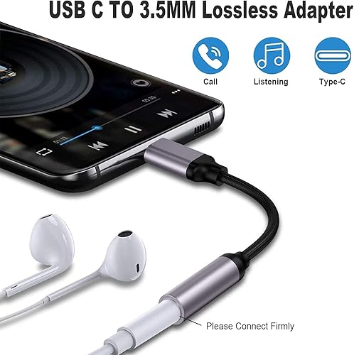 Miniatura 4 de Adaptador USB tipo C a conector de auriculares hembra de 0.138in, 2 unidades, USB C a auxiliar de audio compatible con Pixel 4 3 2 XL, Samsung