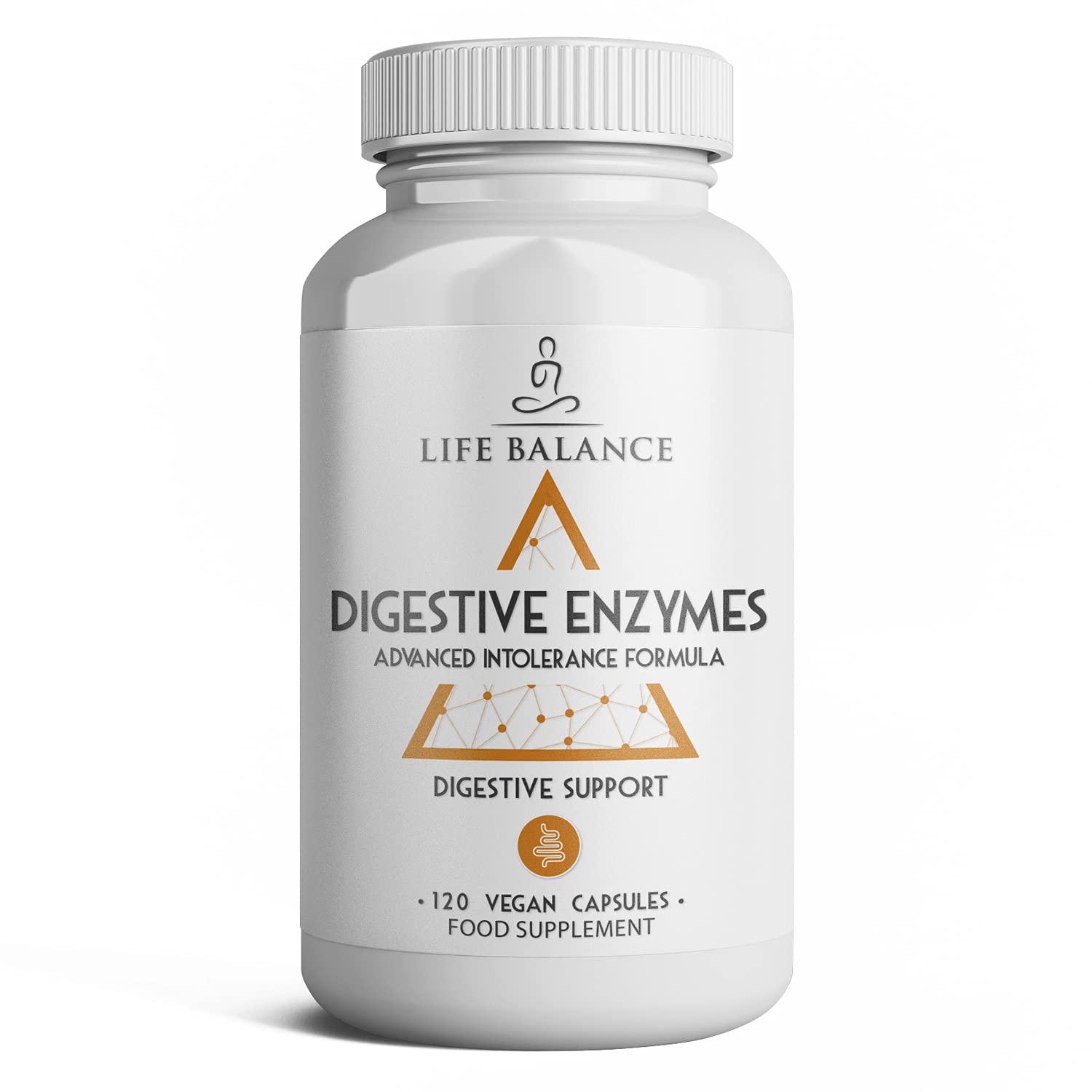 Digestive Enzymes - Advanced Intolerance Formula - for Gluten, Casein & Lactose Intolerances - 120 Pullulan Capsules - Vegan - UK Made - No Additives (120 Capsule Bottle)