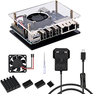 GeeekPi Orange Pi 5 Plus Case with 5V 3.6A USB-C Power Supply Kit,Orange Pi 5 Plus 40mm Cooling Fan with 4pcs Aluminum Heatsinks for Orange Pi 5 Plus 4GB/8GB/16GB