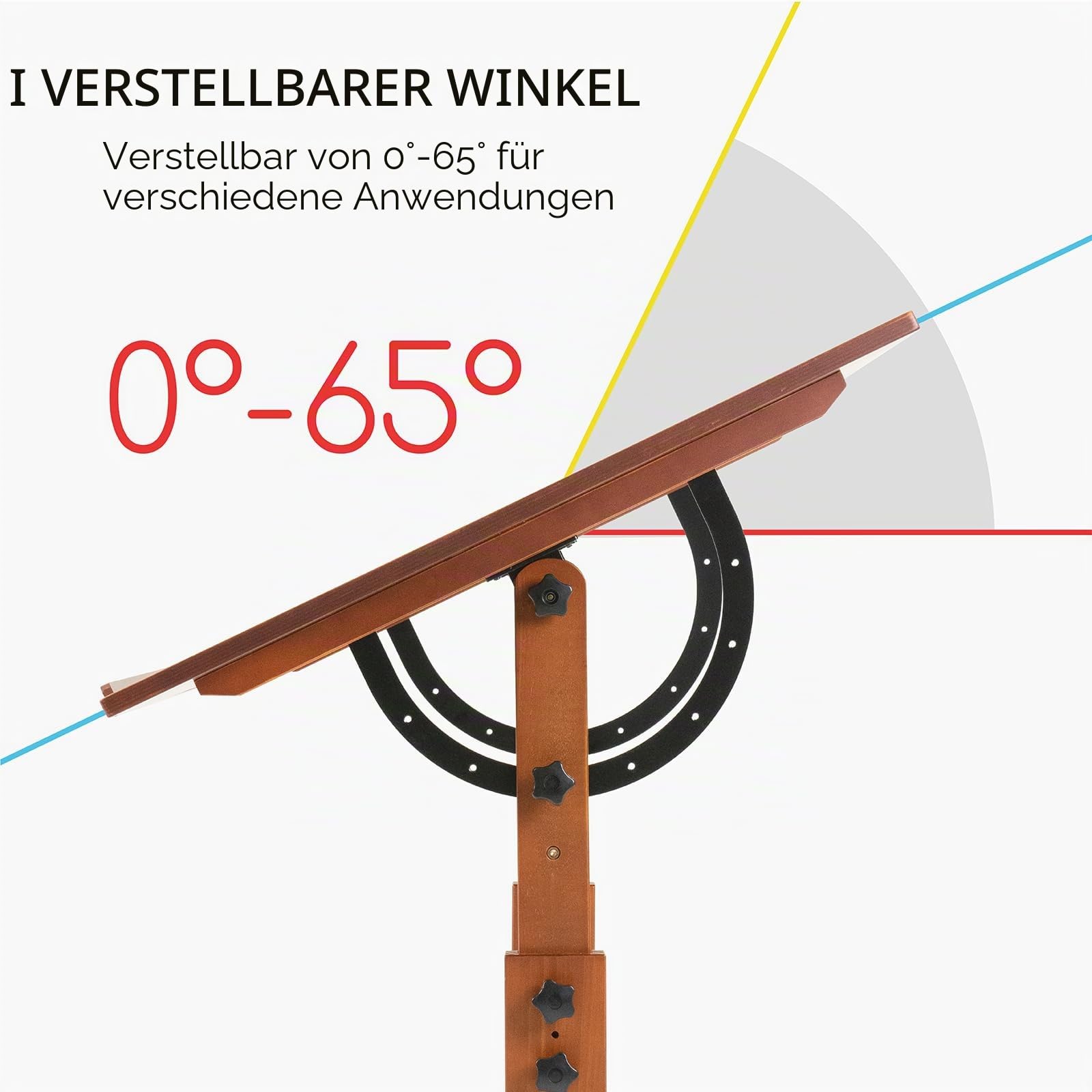 MEEDEN Extra großer Holz-Zeichentisch, 107 x 76cm Kunst-Zeichentisch, Basteltisch mit höhenverstellbar, Studio-Mal-Tisch zum Schreiben, Lesen, Walnuss