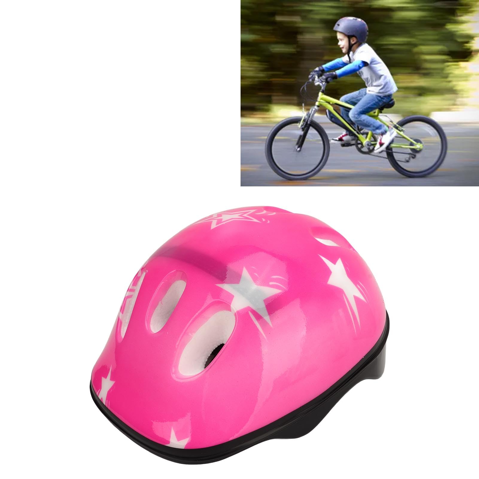 Kids Bike Helmet Shock Absorbing, Adjustable Strap Foam Liner, Lightweight Child Bicycle Helmet for Cycling Skateboarding