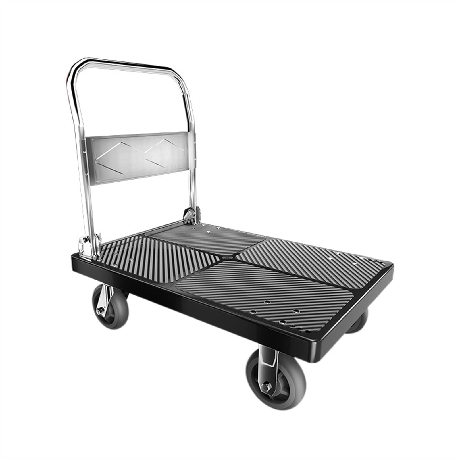 Heavy Du Faltbarer Schubwagen mit 4 Schwenkrädern, rutschfeste Plattform für einfaches Aufladen, ideal für Büro und Zuhause, Größe 90 x 60 cm, Schwarz
