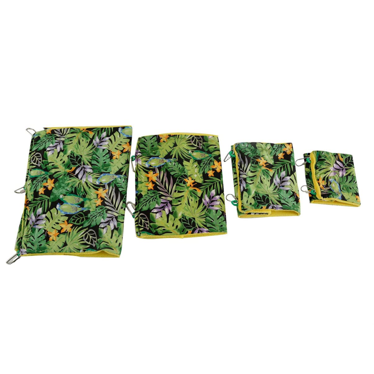 Happyyami Hamac Suspendu Nid Oiseau Vert en Tissu pour Perroquet Motif Forêt Tropicale Lit Confortable et Sécurisé pour Canaris et Alouettes, pour Porte ou Chevet