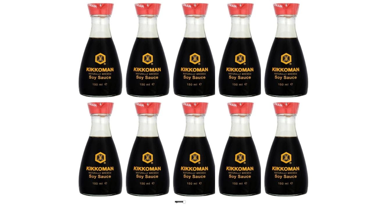 10 er pack Kikkoman Sojasauce – Natürlich gebraut, 150 ml Glasflasche | Original japanische Sojasauce | Ideal zum Kochen, Würzen & Sushi+ italy shop service keyring