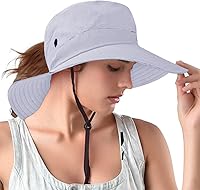 Vista 57 de Rosoz Sombreros para cola de caballo para mujer, protección UV, plegable, de malla ancha, senderismo, playa, pesca, safari de verano 1 paquete-gris