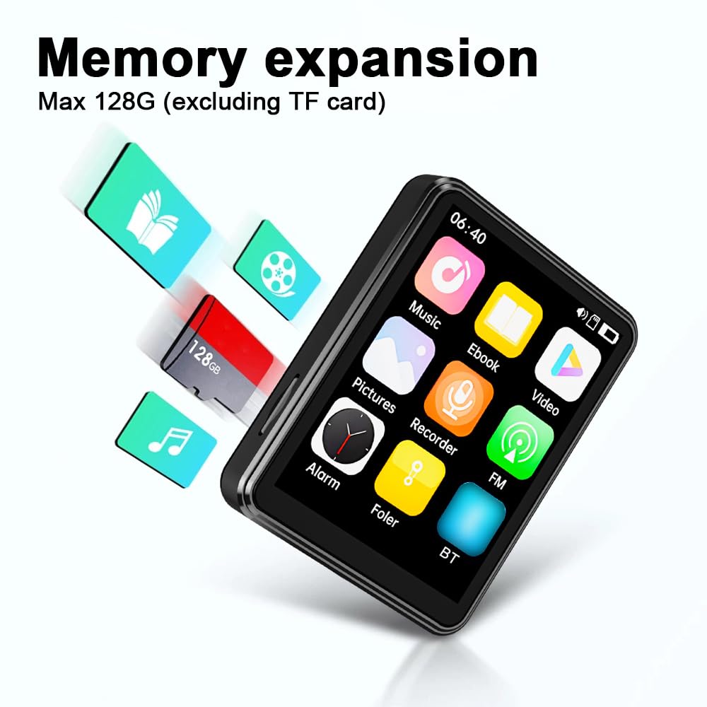 Lettore MP3 MP4 con Altoparlante integrato Espansione scheda TF Schermo completo Supporta la lettura di e-book e riproduzione video HD