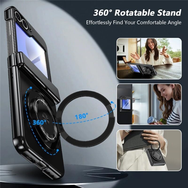 Protection Galaxy Z Flip 4 silicone rigide argent compatible support aimanté - 3