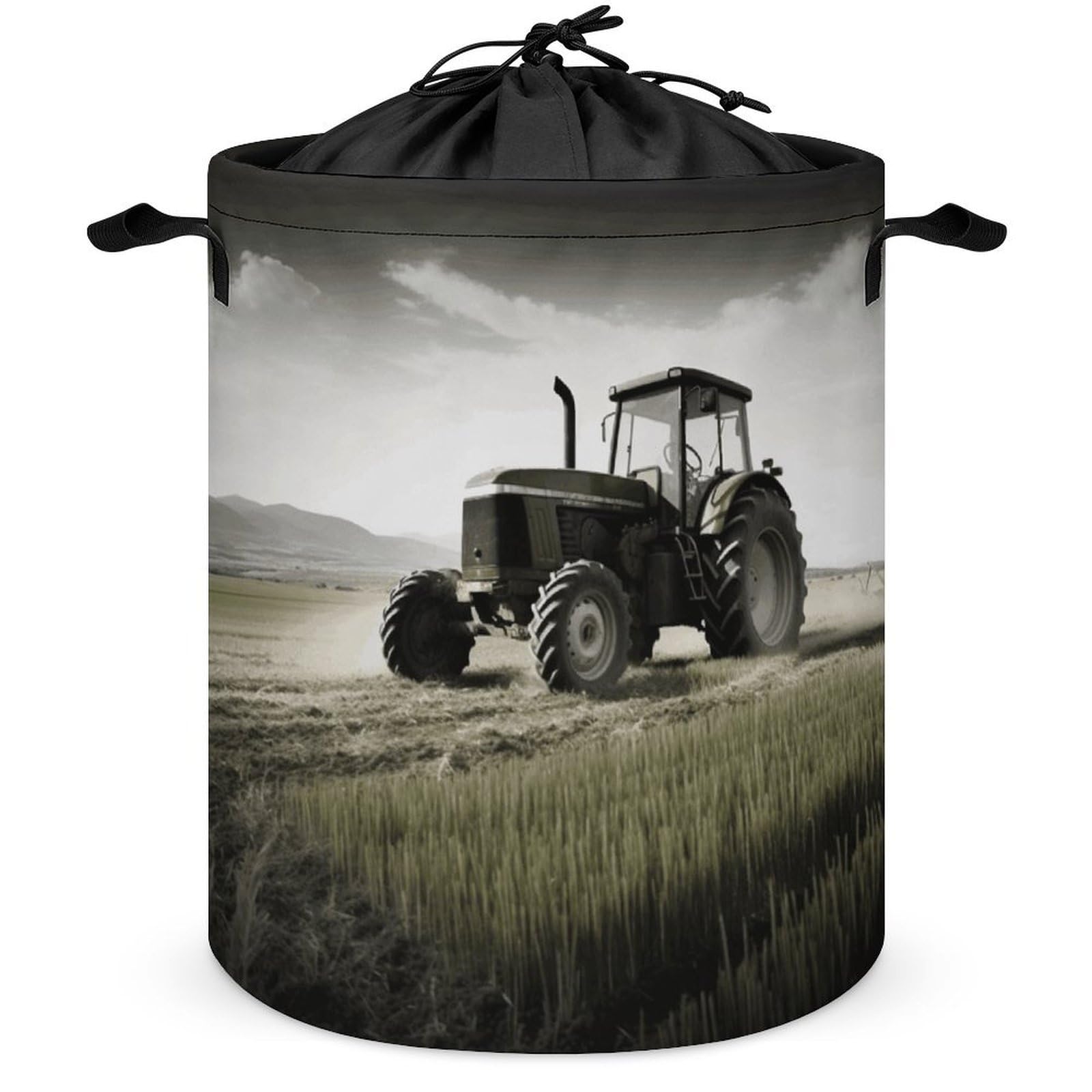 Tractor Agriculture Tranquil Laundry Basket Collapsible Clothes Hamper with Reinforced Handles Large Capacity Waterproof Laundry Bag Freestanding Laundry Hamper for Bedroom Bathroom