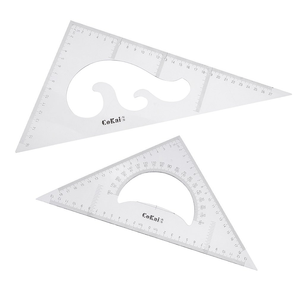 10 Set 2 Pack 45/60 Grad Geometrie Dreieck Lineal Zeichnung Zeichnung Set Transparent 30 cm
