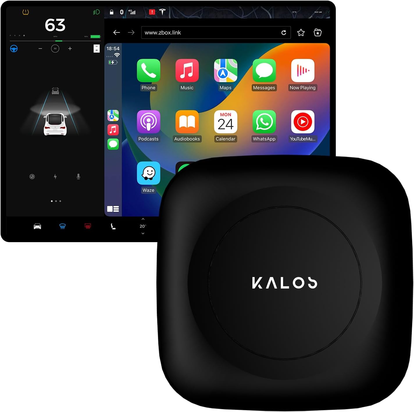 Kalos K1 Wireless Carplay&Android Auto Adapter for Tesla