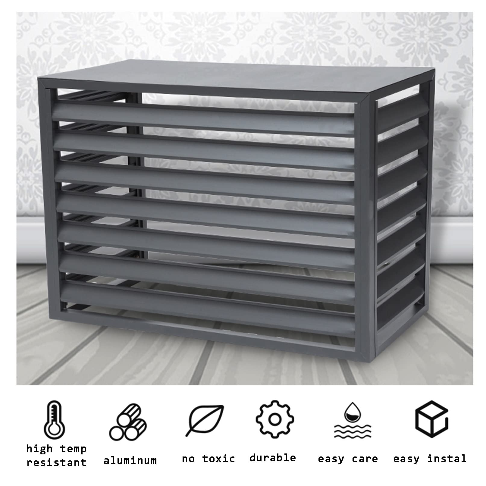 Valla para Aire Acondicionado Exterior, Cubierta de Aluminio Resistente para Aire Acondicionado, persianas Resistentes a la Intemperie, Cubiertas para Aire Acondicionado Central, Soporte par