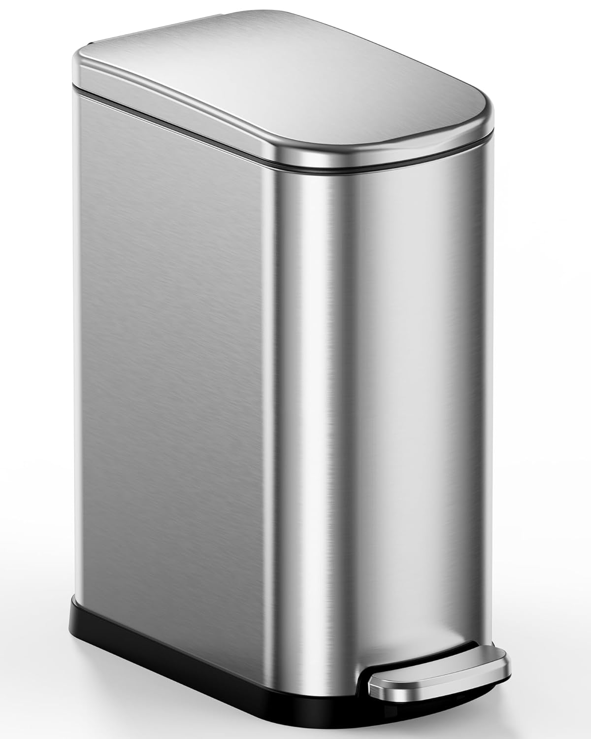 CEROELDA 10L Silver Slim Rectangular Trash Can with Lid