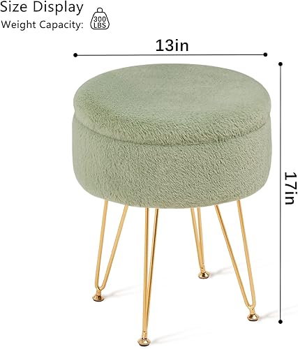 Miniatura 2 de Cplxroc Reposapiés redondo de piel sintética con espacio de almacenamiento, silla de tocador suave, mesa auxiliar, otomana, pequeña mesa auxiliar