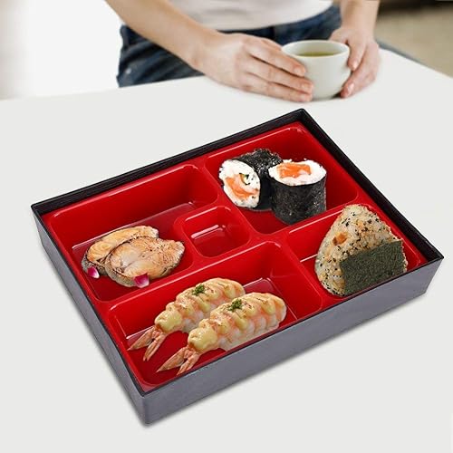 Duokon Lonchera de estilo japonés caja Bento portátil de madera contenedor de alimentos caja de almacenamiento de alimentos para oficina y picnic