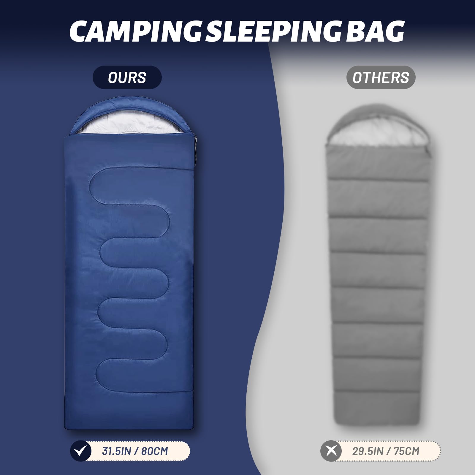 Tiazhan Saco de Dormir, Saco de Dormir Ultraligero para una Sola Persona de 4 Estaciones para Adultos y Niños, Saco de Dormir Cálido e Impermeable, Elementos Esenciales - 220 x 80 CM (Azul)