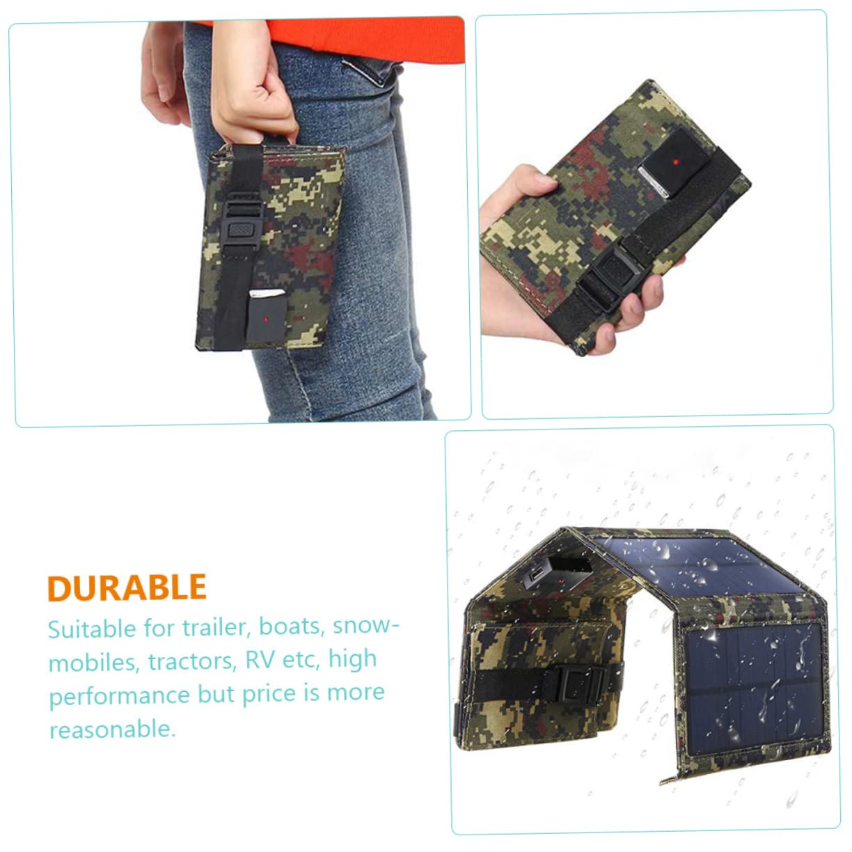 Cargador Solar Portátil Resistente al Agua con Panel Plegable USB para Móviles Tabletas y Dispositivos al Aire para Camping y Emergencias
