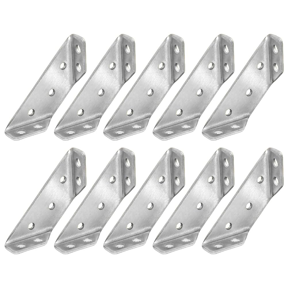 Ctrlzs 10Pcs Furniture Corner Connector Angle Fasten Connector Triangle Support Frame Stainless Steel Corner Bracket