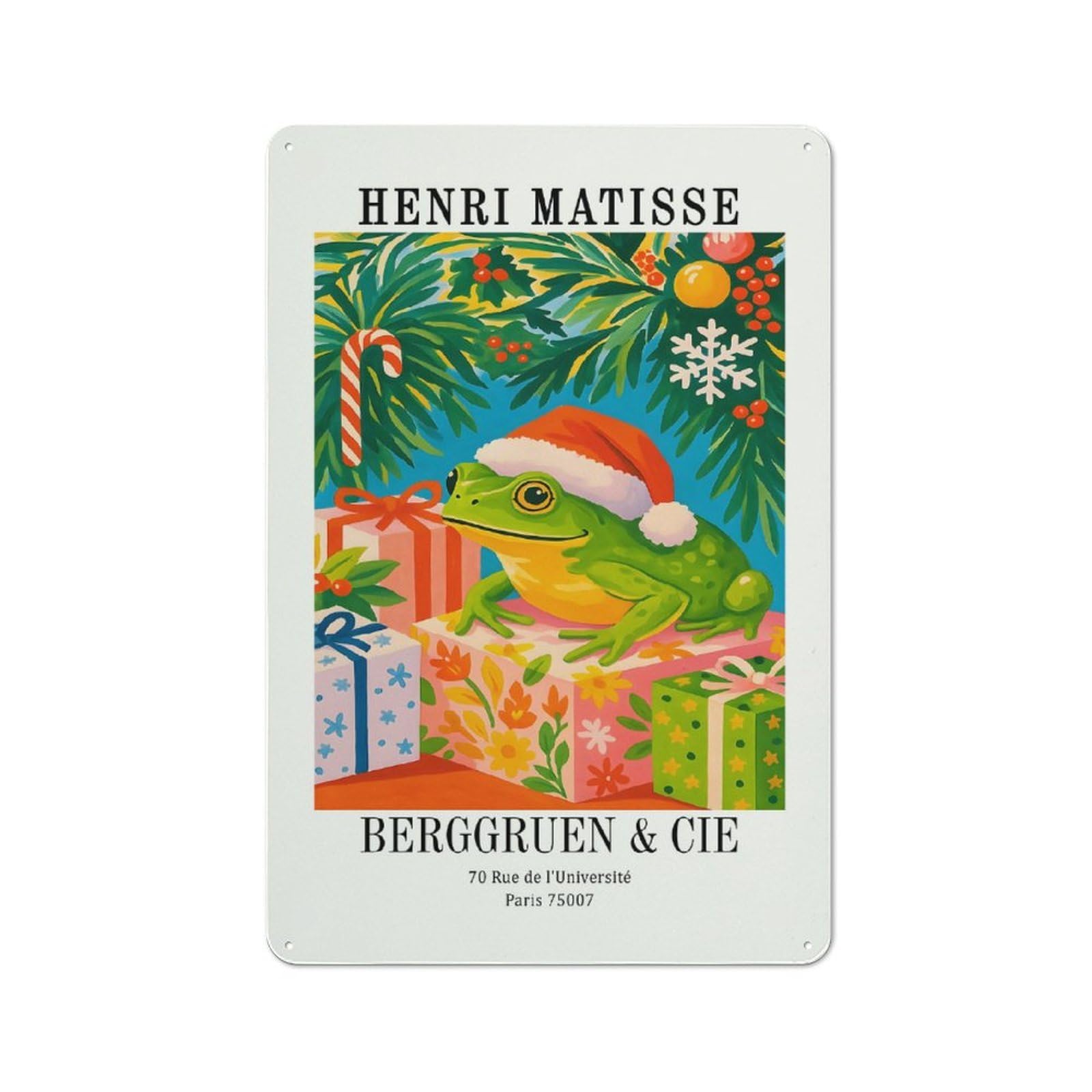 Cosy Henri Matisse Christmas Frog Art Print Metal Plaque 30x20cm, Kitchen Wall Decor for Kitchen, Cafe, Pantry Or Dining Room