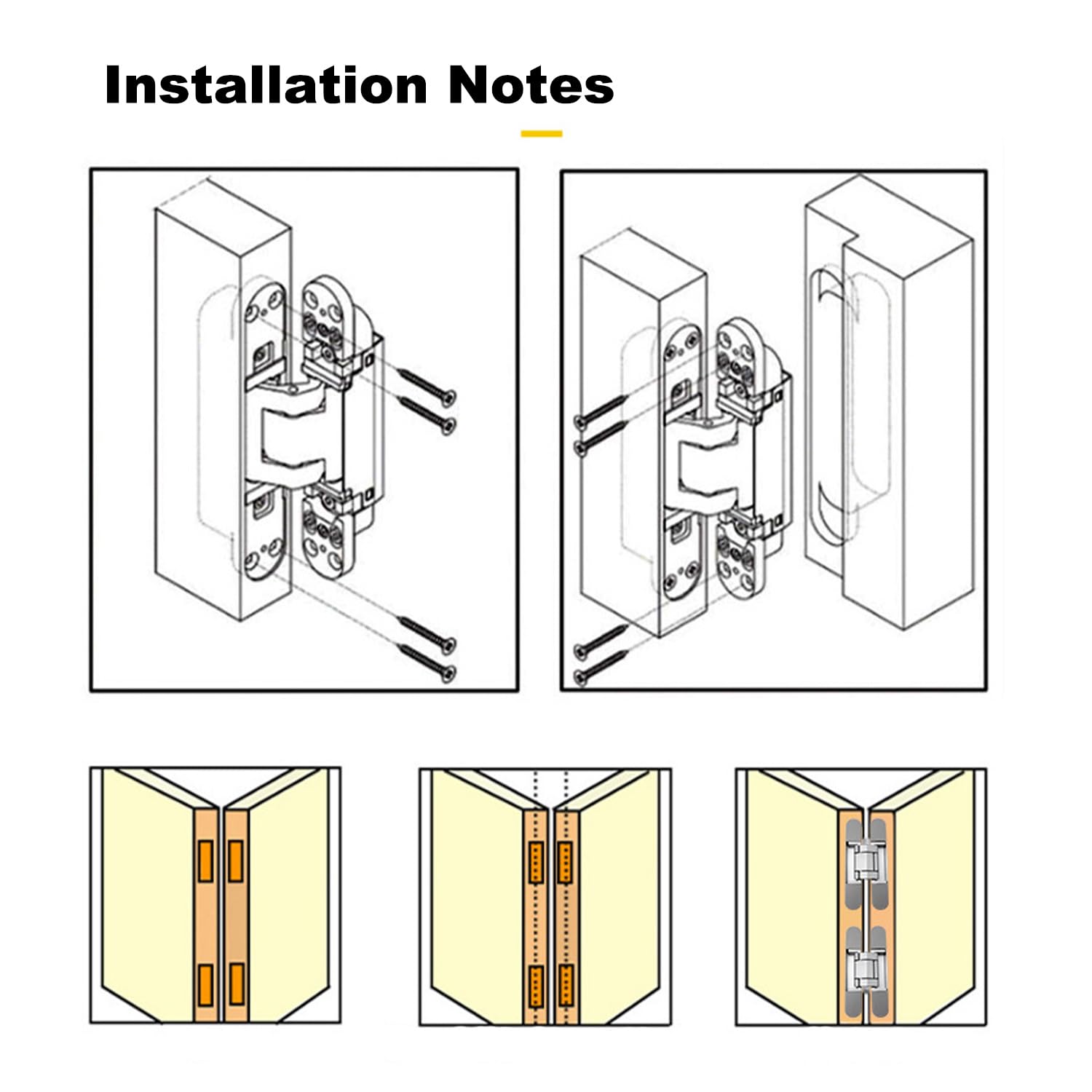 Bisagras resistentes de acero inoxidable, bisagra puerta oculta ajustable tridimensional Bisagra tipo H